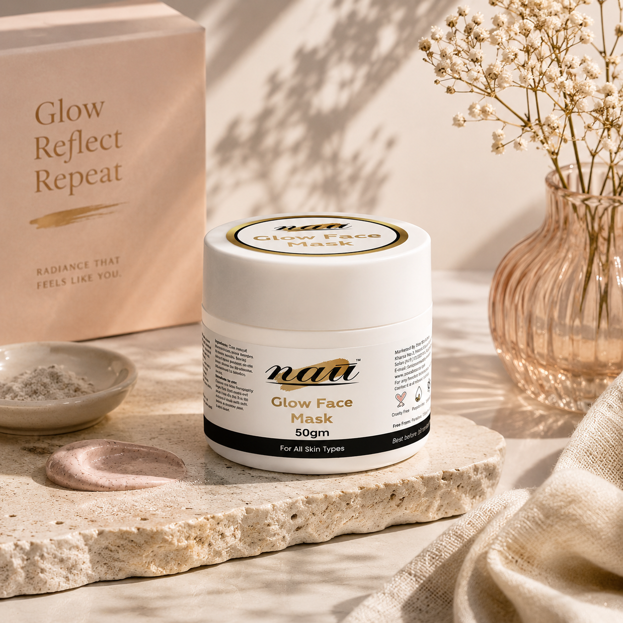 Nau Glow Face Mask With Rose & Honey and sandal wood Ext.