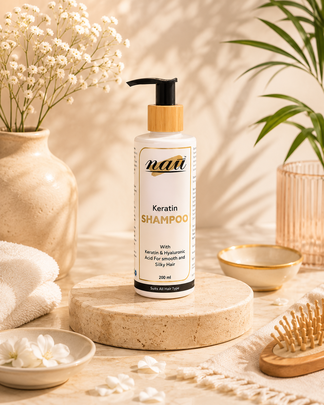 Nau Keratin Shampoo (With keratin & Hyaluronic Acid) (Suits All Hair Type)