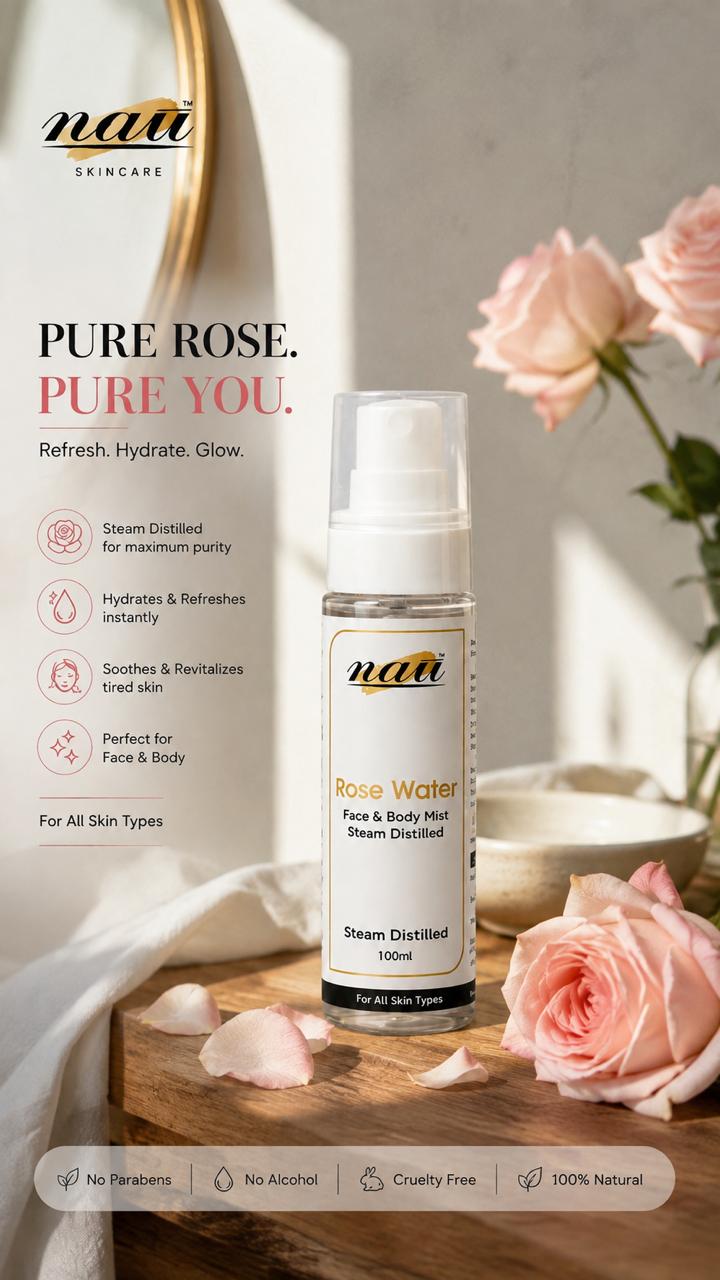 Nau Steam Distilled Rose water